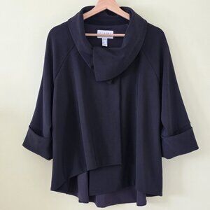 Joseph Ribkoff Jacket Women 10 Black Assymetric 3/4 Sleeve Lagenlook 183227 Goth